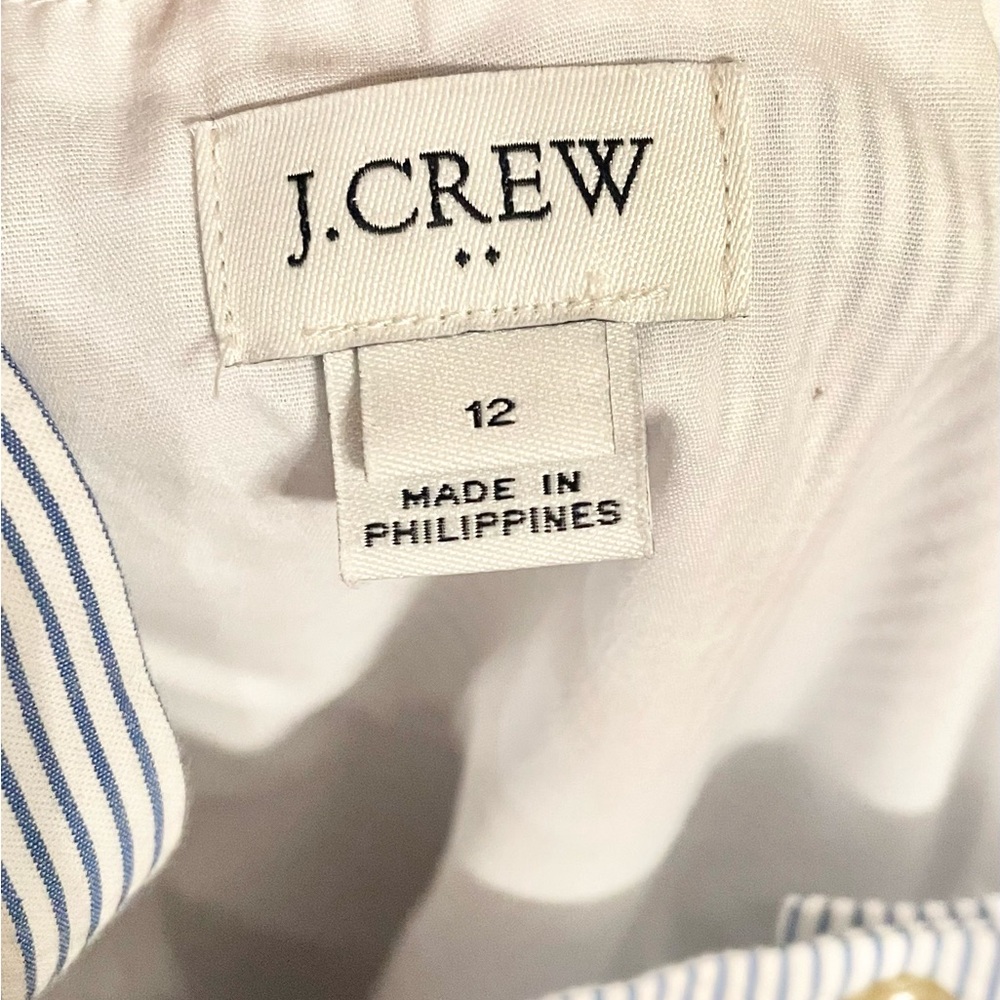 J. Crew Dress Midi Button Up Sleeveless Stripe Seersucker Blue White Sz 12- EUC - Picture 11 of 14